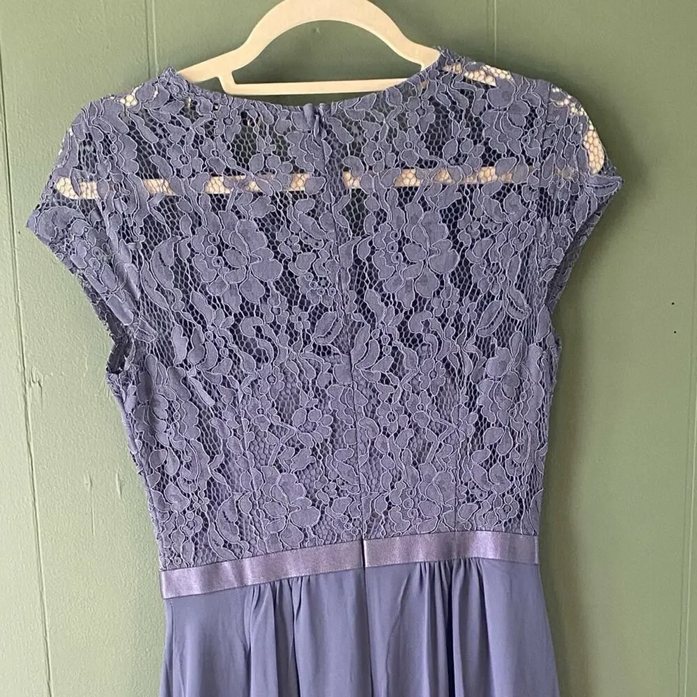 Womens Size 4-6 Dress NEW Asymmetircal Feminine Gray Formal Party Guest Midi - Picture 5 of 15
